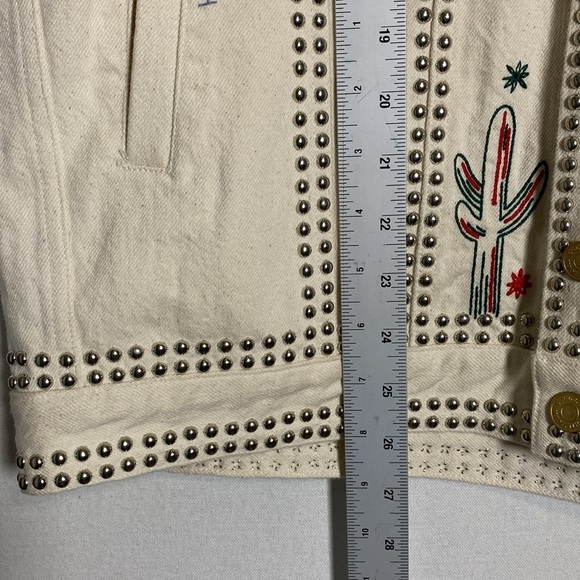 Hilfiger Collection Studded Jean Vest NWT Women 4 Ivory American Flag Embroidery - Picture 14 of 15